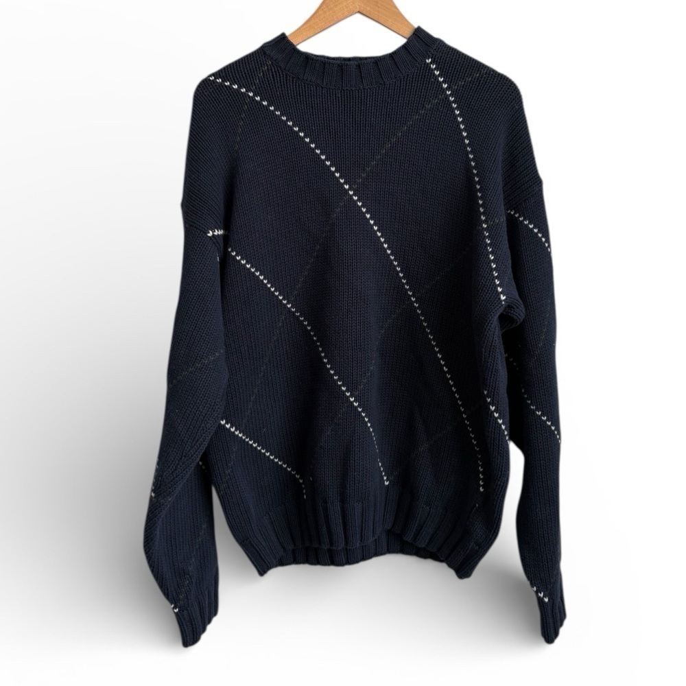 Nautica Navy Cotton Knit Crewneck Sweater Men’s Large